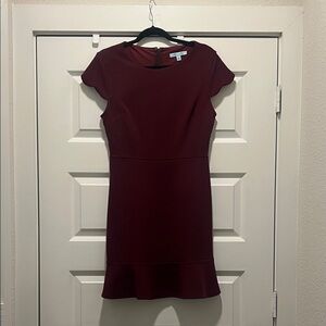 She + Sky Wine Cap Sleeve Mini Dress
